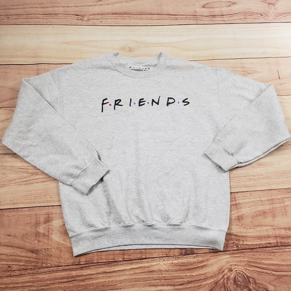 Friends Sweater Womens Medium‎ Gray Black Sweatshirt Oversize TV Show Ladies